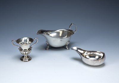 Lot 244 - George II silver pap boat of plain form,...