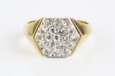 Lot 164 - A diamond dress ring, the hexagonal panel pavé...