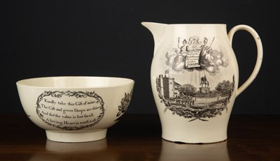 Lot 50 - An 1809 Golden Jubilee Liverpool creamware jug...