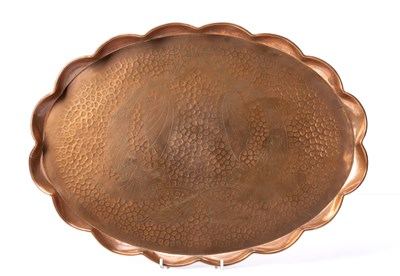 Lot 464 - Newlyn School style copper tray, decorated...