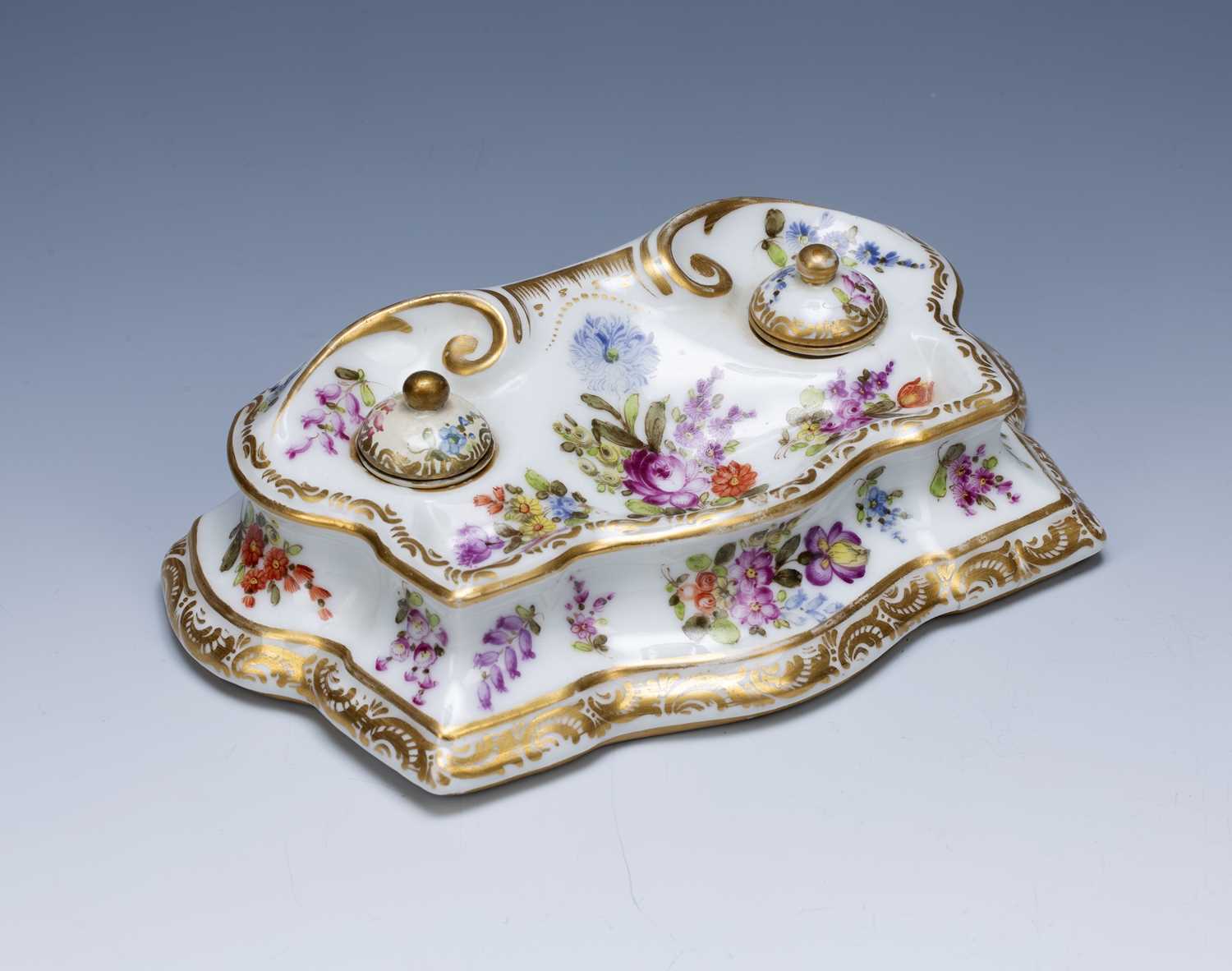Lot 265 - Dresden porcelain inkwell 19th Century,...
