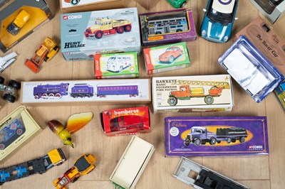 Lot 102 - A collection of mostly boxed toy cars to...