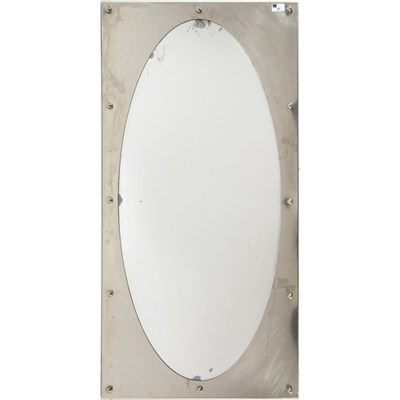 Lot 404 - A stainless steel framed fairground mirror,...