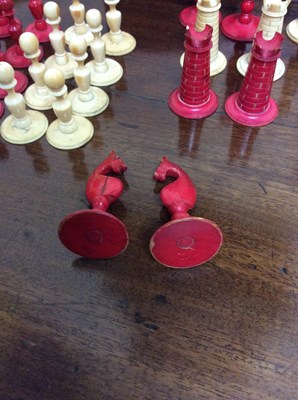 Lot 88 - A 19th century turned and stained ivory chess...