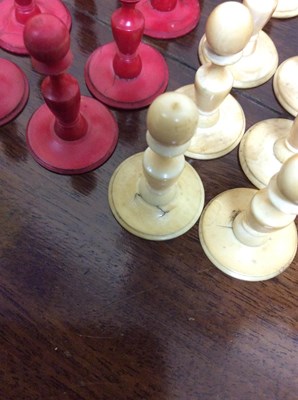 Lot 88 - A 19th century turned and stained ivory chess...