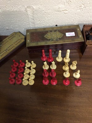 Lot 88 - A 19th century turned and stained ivory chess...