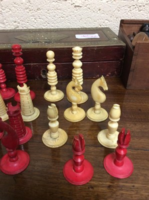 Lot 88 - A 19th century turned and stained ivory chess...