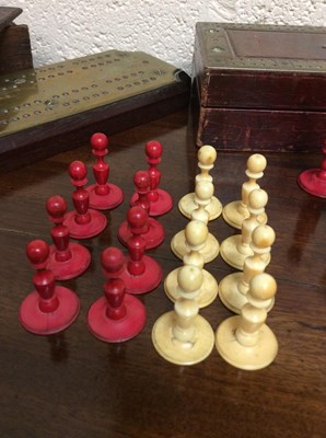 Lot 88 - A 19th century turned and stained ivory chess...
