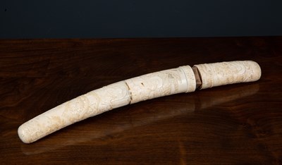 Lot 65 - A 19th C Japanese carved ivory short sword or...