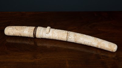 Lot 65 - A 19th C Japanese carved ivory short sword or...