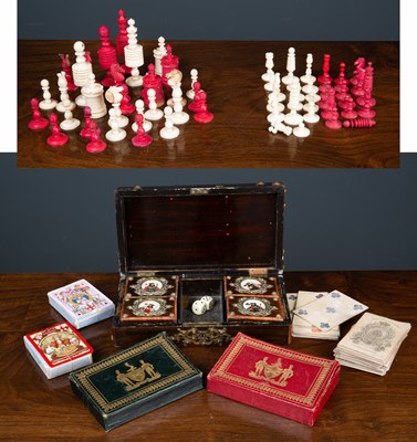 Lot 142 - Playing cards and chess sets, consisting of a...