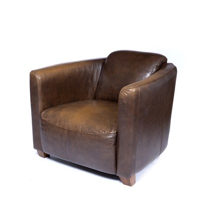 Lot 14 - Brown leather armchair Contemporary, on...