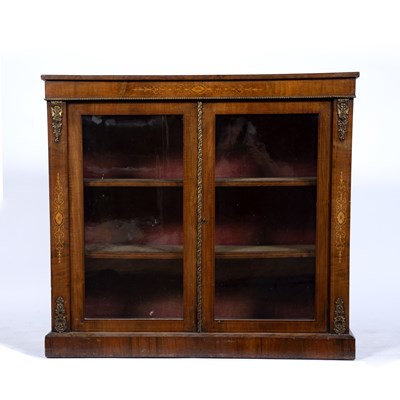 Lot 12 - Walnut glazed bookcase or cabinet Victorian,...