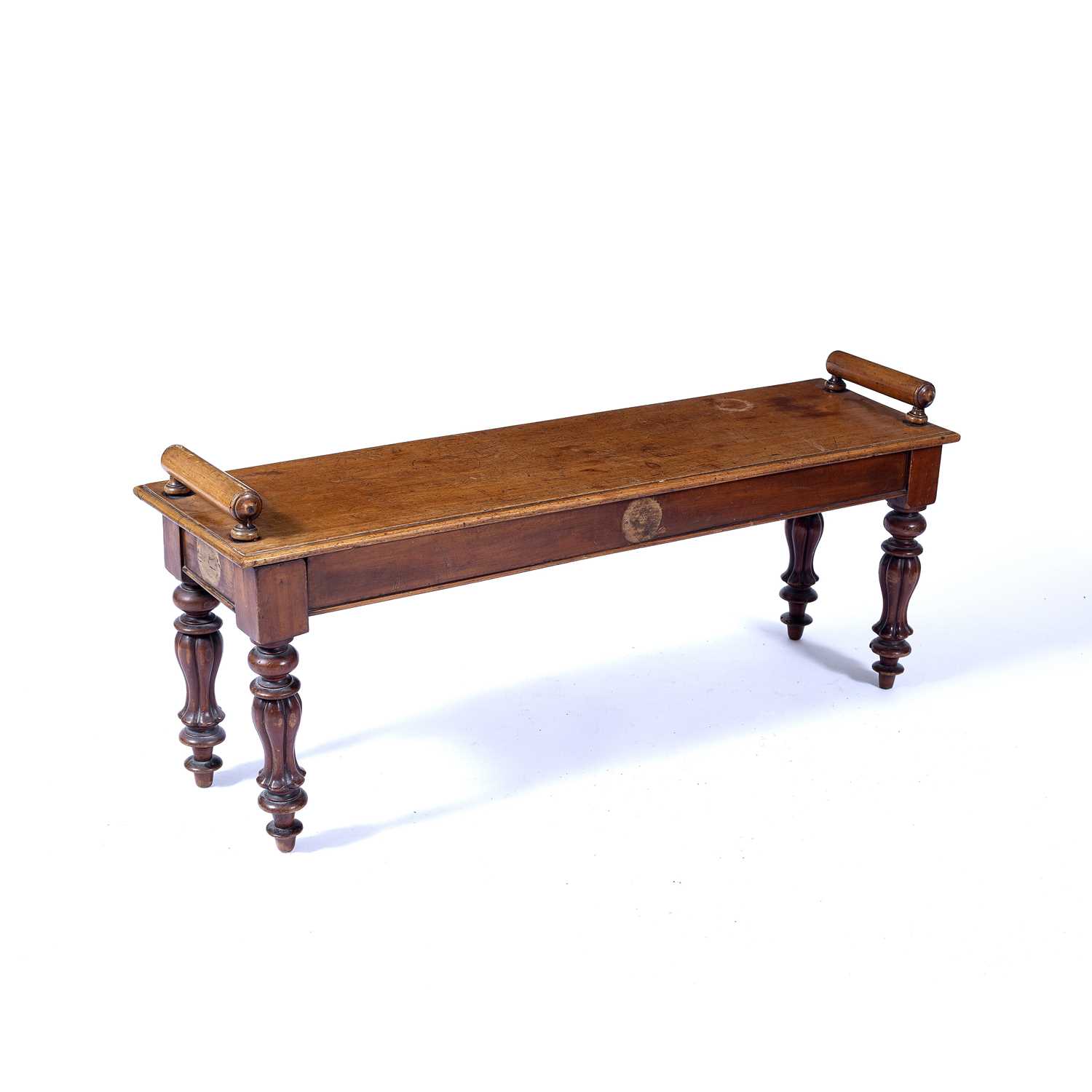 Lot 9 - In the manner of Gillows mahogany window seat,...