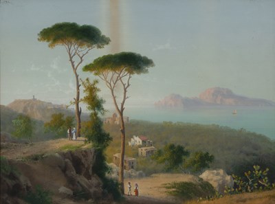 Lot 462 - Neapolitan school Figures conversing on a...