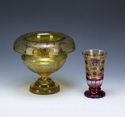 Lot 277 - Two pieces of Bohemian glass one a flashed...