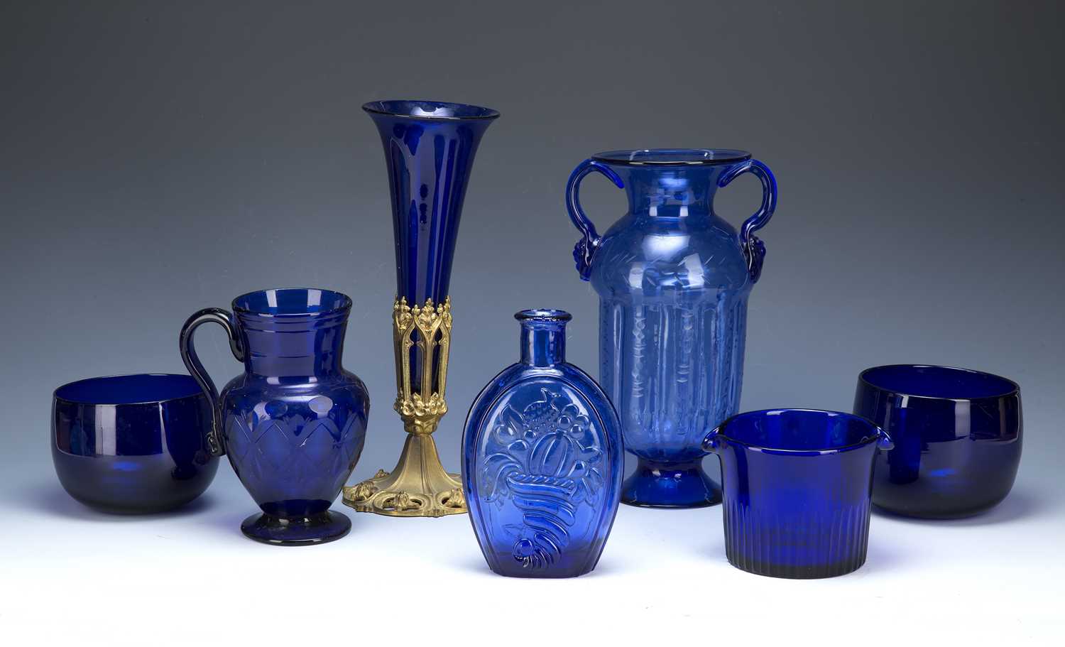 Lot 279 - Collection of glassware consisting of cobalt...