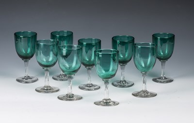 Lot 280 - Matched set of nine drinking glasses handblown,...