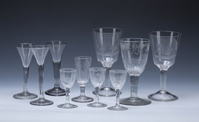 Lot 285 - Group of various glasses to include two etched...