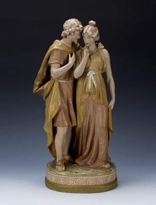 Lot 320 - Royal Dux figure group of two figures,...