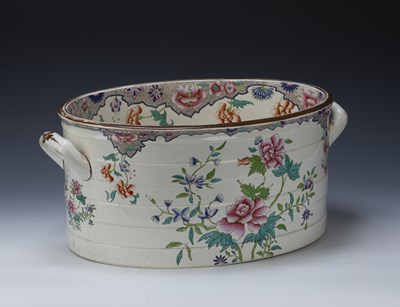 Lot 294 - Oval Spode pottery two handled foot bath circa...