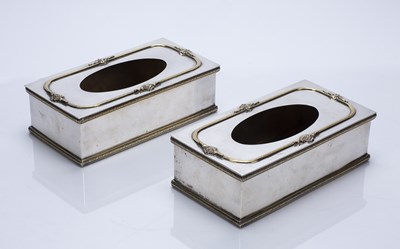 Lot 463 - Pair of plated and gilt tissue boxes bearing C...