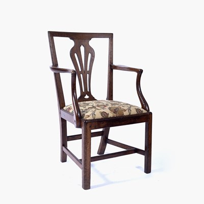 Lot 51 - Oak elbow chair Late 18th Century, with...