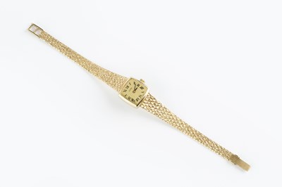 Lot 227 - A lady's 9ct gold bracelet watch by Roamer,...