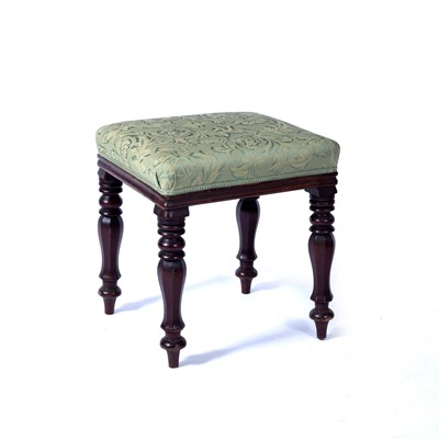 Lot 41 - Mahogany framed stool  Victorian, with tulip...