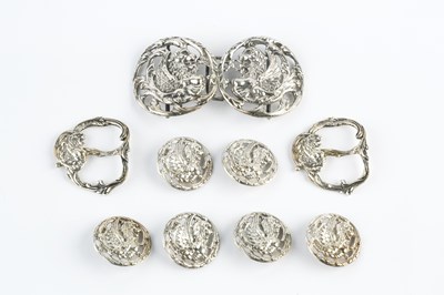 Lot 307 - A late Victorian silver two-piece belt buckle,...