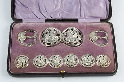Lot 307 - A late Victorian silver two-piece belt buckle,...
