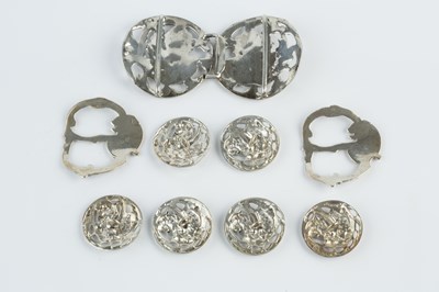 Lot 307 - A late Victorian silver two-piece belt buckle,...