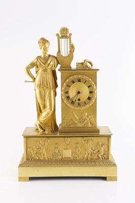 Lot 143 - A 19th century French ormolu mantel clock,...