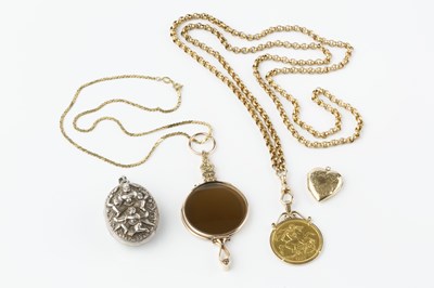 Lot 52 - A Victoria double sovereign pendant on chain,...