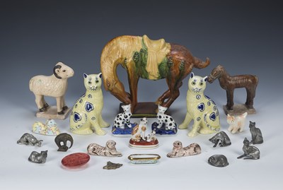 Lot 354 - Collection of ceramics and models of cats to...