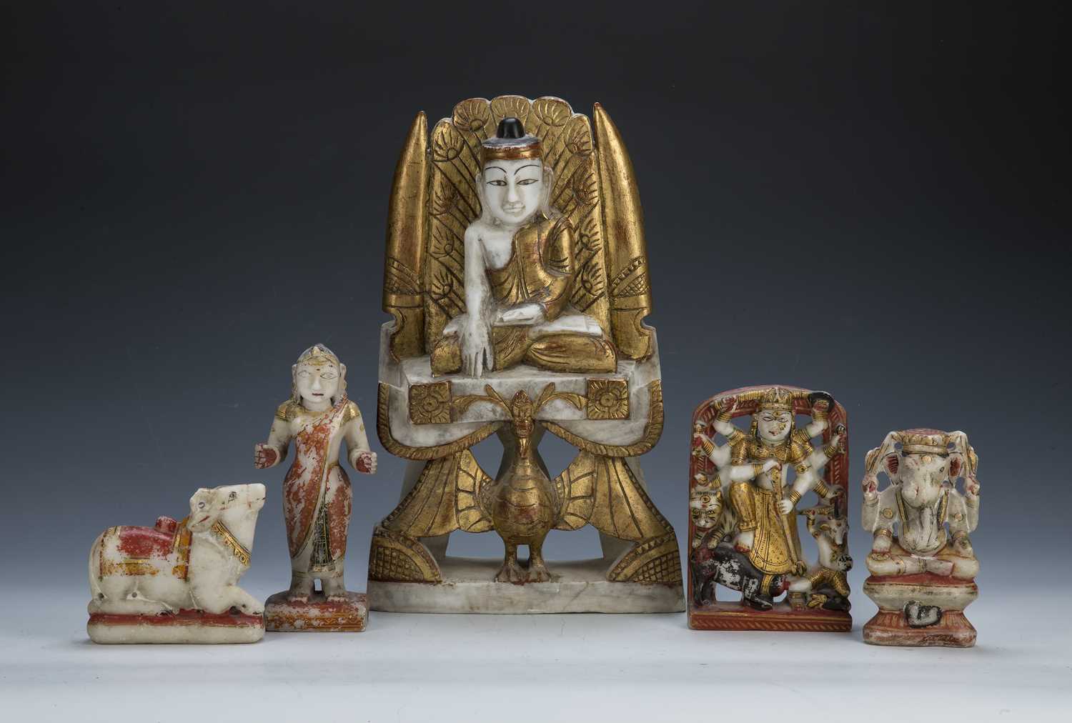 Lot 355 - Alabaster model of an Indian deity with...