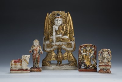 Lot 355 - Alabaster model of an Indian deity with...