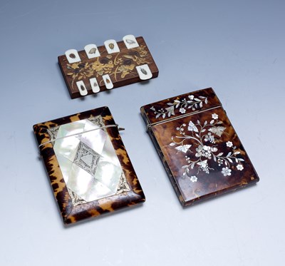 Lot 401 - Two tortoiseshell and mother of pearl card...