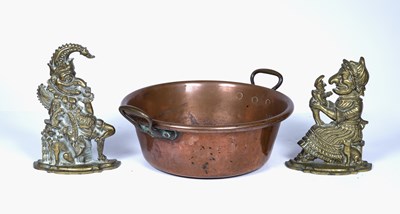 Lot 4 - Large copper two handled pan 48.5cm across,...