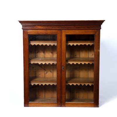 Lot 52 - Pitch pine glazed bookcase Victorian, with...