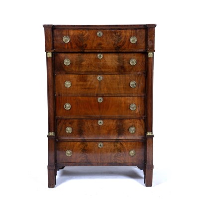 Lot 64 - Mahogany tall chest of drawers French, 19th...