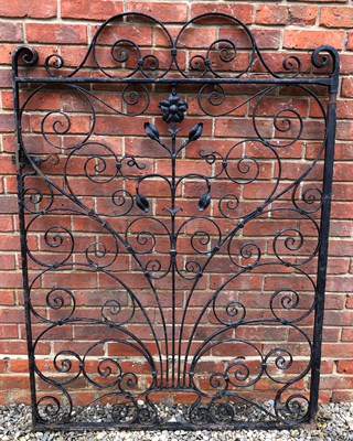 Lot 681 - An old black painted wrought iron garden gate...