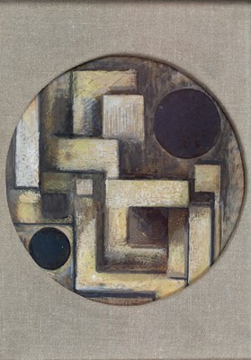 Lot 371 - 20th Century School Circular abstract oil on...