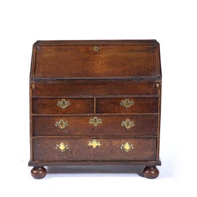 Lot 93 - Oak fall front bureau 18th Century, with...