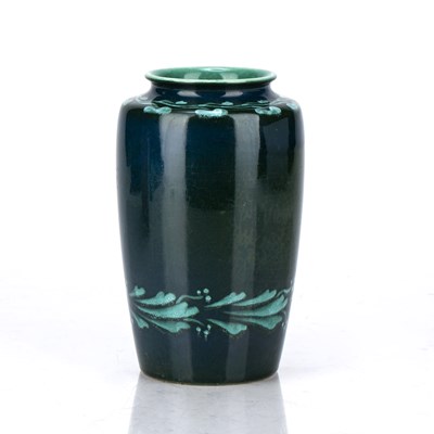 Lot 392 - Ruskin Pottery blue glazed tapering vase, with...