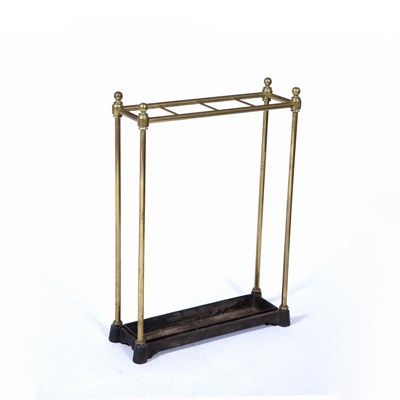 Lot 86 - Brass stick stand 19th Century, of plain rail...