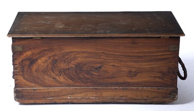 Lot 80 - Teak trunk/book chest with rope handles and...