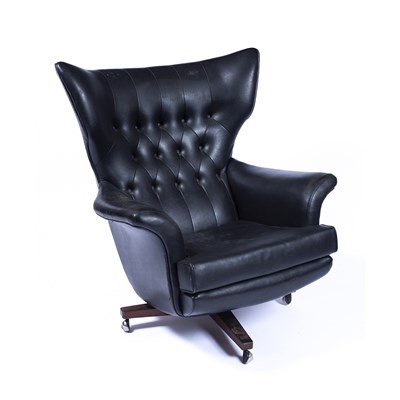 Lot 88 - G plan Black swivel chair, mid 20th Century,...