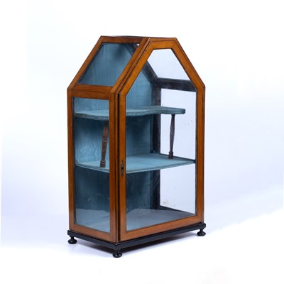 Lot 182 - Satin walnut arched small display case 19th...