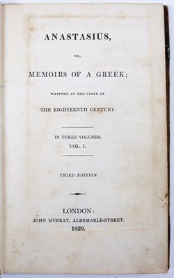 Lot 634 - Hope (Thomas) 'Anastasius, or Memoirs of A...